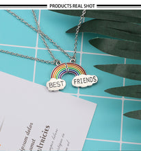 Load image into Gallery viewer, Charm Best Friends Necklace Rainbow Heart Shaped Geometric Pendant Necklaces For Women Girls BFF Friendship Silver Chain Jewelry