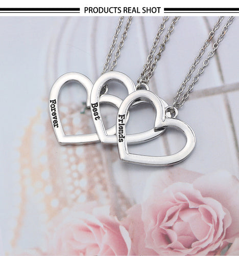 Charm Best Friends Necklace Rainbow Heart Shaped Geometric Pendant Necklaces For Women Girls BFF Friendship Silver Chain Jewelry